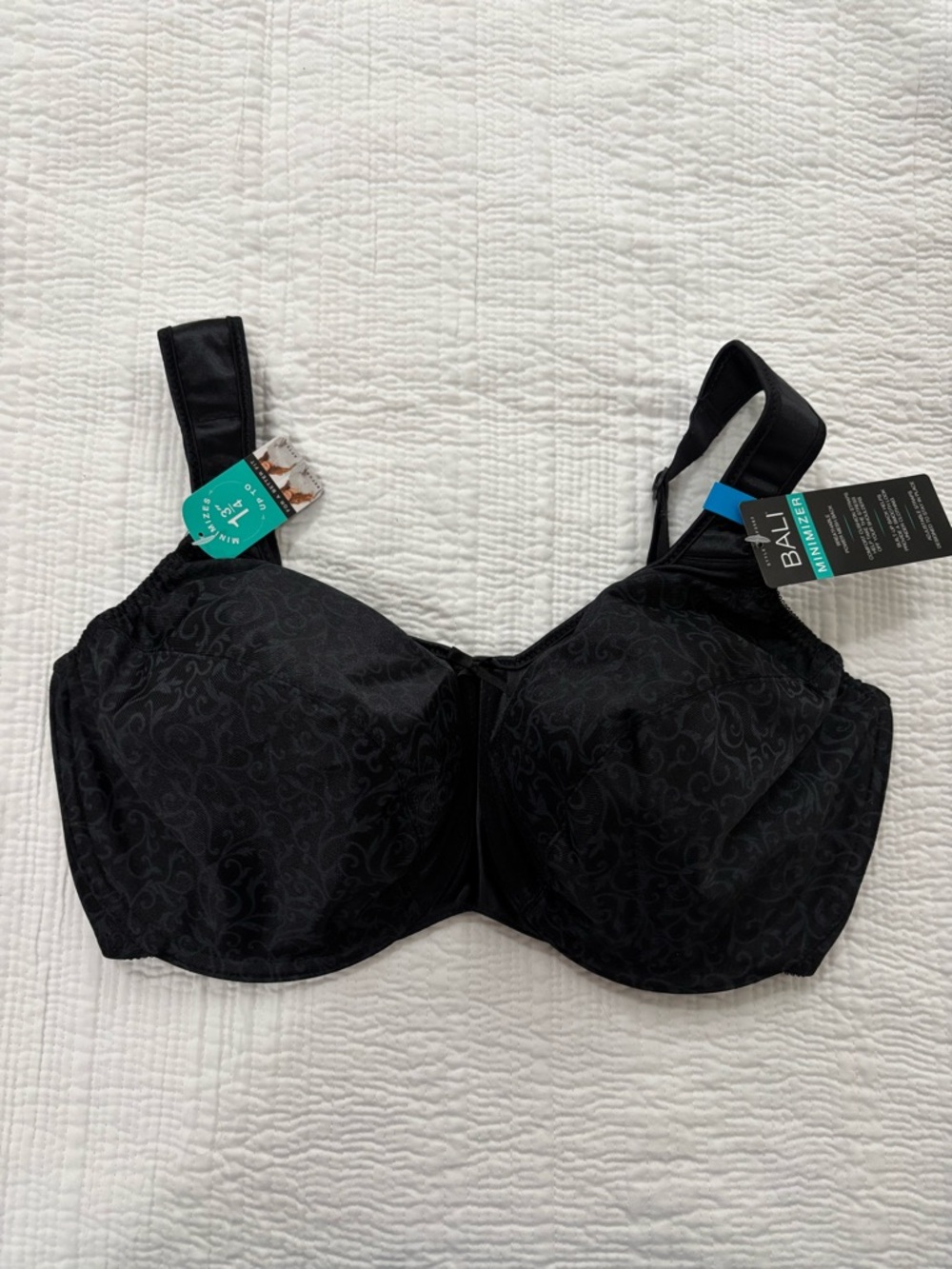 Bali Black Full Coverage Jacquard Underwire Bra 3562 Size 36DDD